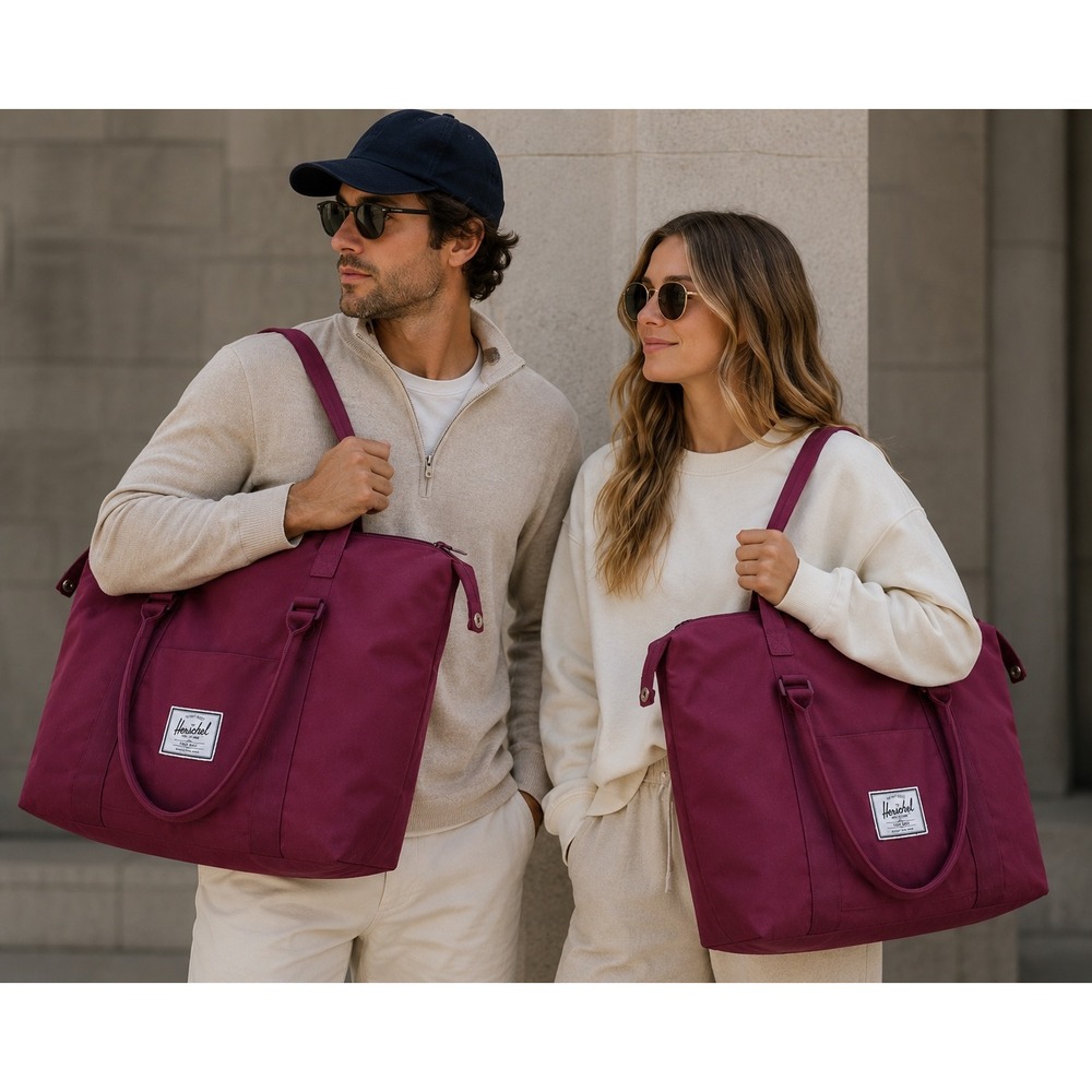 Herschel Supply Co Alexander Zip Tote Burgundy Wine Canvas Gym Travel